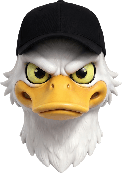 Quaka the mascot — a duck that takes training very seriously